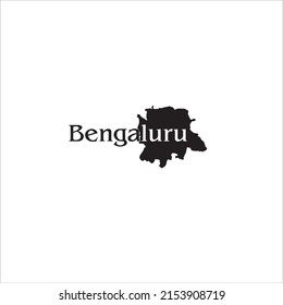 Bengaluru Map And Black Lettering Design On White Background