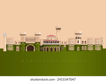 Bengaluru Palace - Bangalore City Stock Illustration as EPS 10 File 