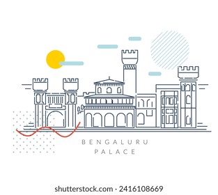 Bengaluru Palace - Bangalore City Stock Illustration as EPS 10 File 