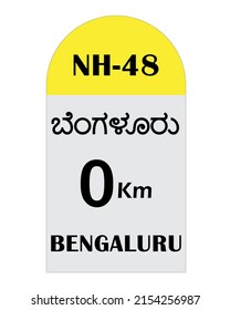 Bengaluru cero km Ilustración vectorial de hitos