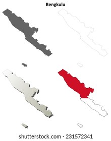 Bengkulu blank outline map set