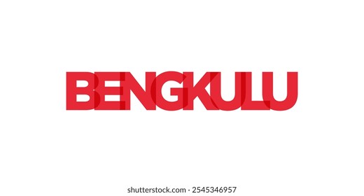 Bengkulu en el emblema de Indonesia. El diseño presenta un estilo geométrico, Ilustración vectorial con tipografía atrevida en una fuente moderna. El eslogan gráfico.