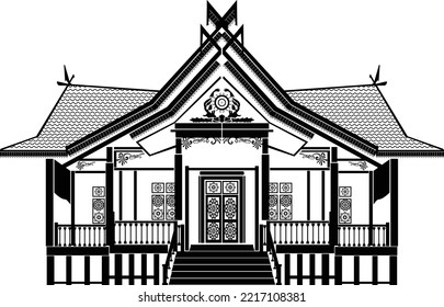 Bengkulu Indonesia Vector tradicional blanco y negro de la casa