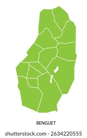 Benguet, Philippines Map in Green with borders