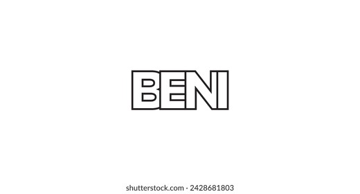 Beni in the Congo emblem for print and web. Design features geometric style, vector illustration with bold typography in modern font. Graphic slogan lettering isolated on white background.