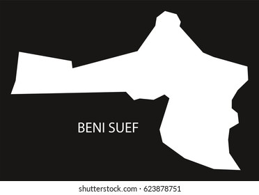 Beni Suef Egypt map black inverted silhouette illustration