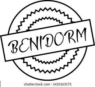 BENIDORM stamp on white isolated
