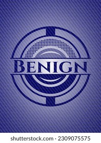 Emblema benigno con fondo jean de alta calidad. Ilustración vectorial. Detallado. 