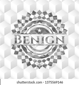 Benign grey emblem with cube white background