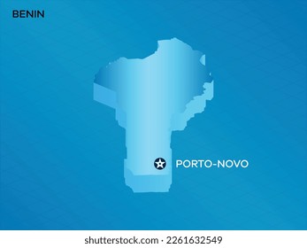 Benin 3D Isometric map with Capital Mark Porta Nova Vector Illustration Design