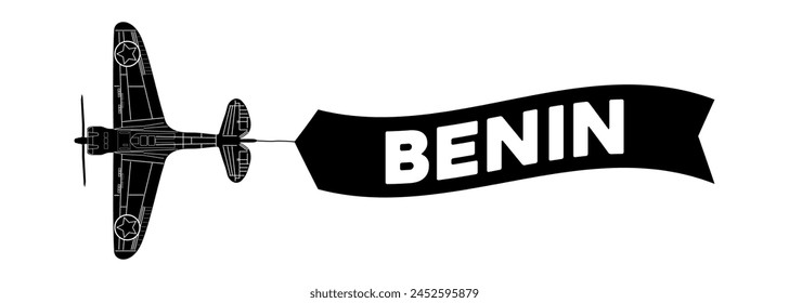 Benin advertisement banner is attached to the plane