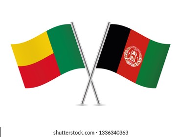 Benin and Afganistan flags. Vector illustration.
