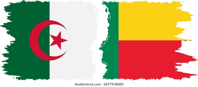 Benin und Algerien Grunge Flaggen Verbindung, Vektorgrafik