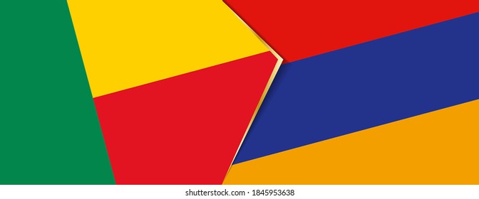 Benin and Armenia flags, two vector flags symbol of relationship or confrontation.