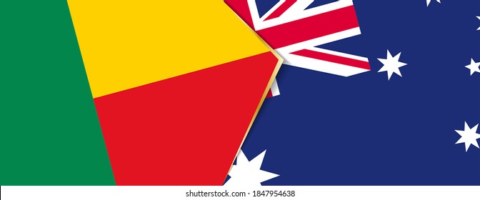 Benin und Australien Flaggen, zwei Vektorflaggen Symbol für Beziehung oder Konfrontation.