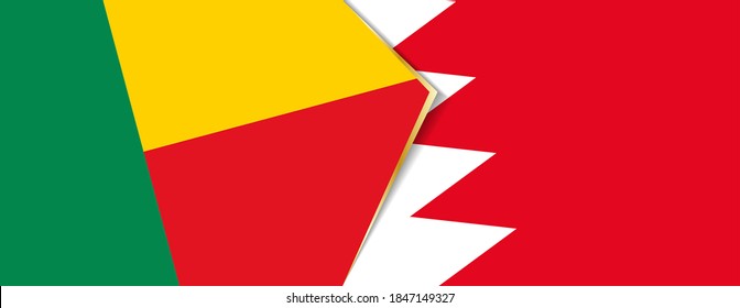 Benin und Bahrain Flaggen, zwei Vektorfahnen Symbol für Beziehung oder Konfrontation.