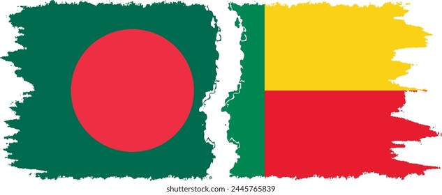 Benin und Bangladesch Grunge Flaggen Verbindung, Vektorgrafik