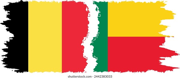 Benin und Belgien Grunge Flaggen Verbindung, Vektor