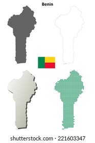 Benin blank detailed outline map set - vector version