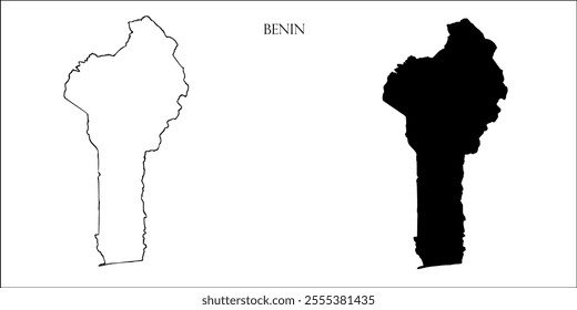 Benin Blank Map, Benin Map Outline Vector Images