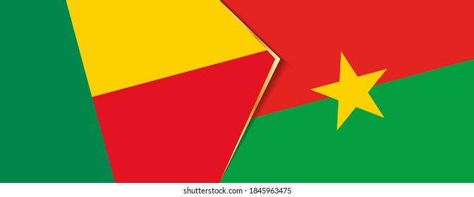 Benin und Burkina Faso Flaggen, zwei Vektorfahnen Symbol für Beziehung oder Konfrontation.