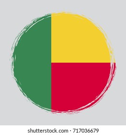 Benin circle grunge flag on button stamp. Vector illustration eps 10.