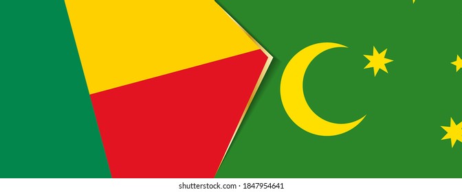 Benin und Cocos Islands Flaggen, zwei Vektorfahnen Symbol für Beziehung oder Konfrontation.