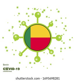 Benin Coronavius Flag Awareness Background. Stay home, Stay Healthy. Take care of your own health. Pray for Country