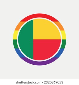 Benin country flag circle - lgbt flag graphic element Illustration template design
