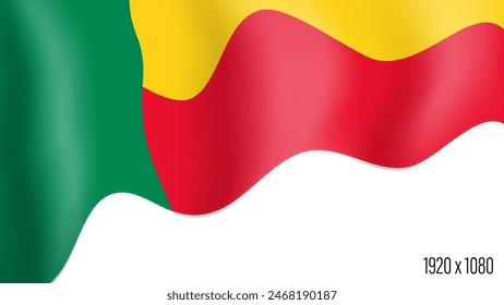 Benin country flag realistic independence day background. Benin commonwealth banner in motion waving, fluttering in wind. Festive patriotic HD format template for independence day