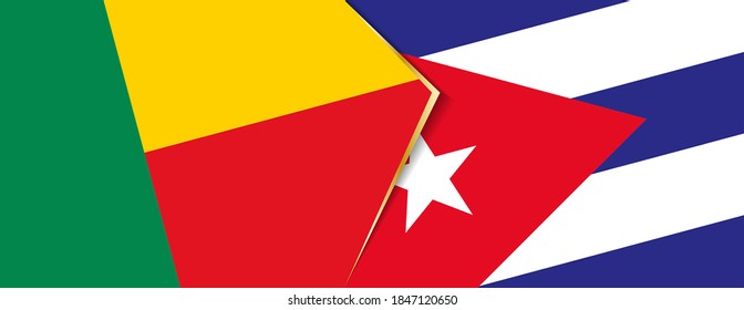 Benin and Cuba flags, two vector flags symbol of relationship or confrontation.
