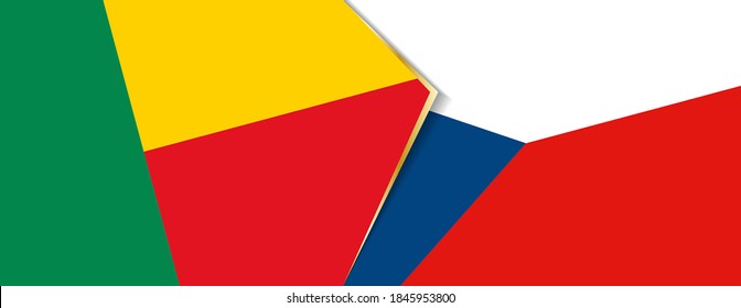 Benin and Czech Republic flags, two vector flags symbol of relationship or confrontation.