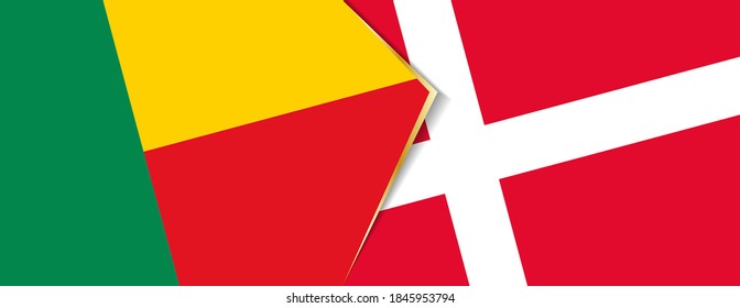 Benin and Denmark flags, two vector flags symbol of relationship or confrontation.