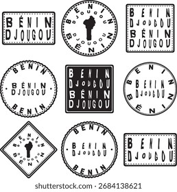 Design de mapa de selo redondo de Benin Djougou