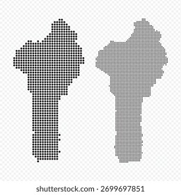 Benin gepunktete Karte, Vektorgrafik mit Füll- und Umrissdesign auf transparentem Hintergrund