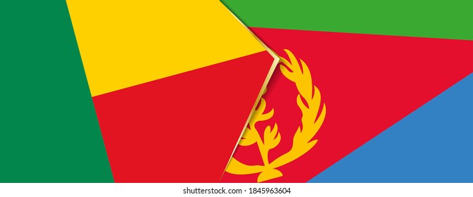 Benin und Eritrea Flaggen, zwei Vektorfahnen Symbol für Beziehung oder Konfrontation.