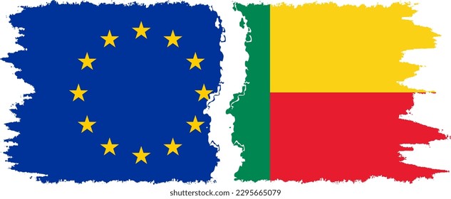 Benin and European Union grunge flags connection, vector