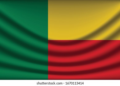 Benin flag background with cloth texture. Benin Flag vector illustration eps10. - Vector
