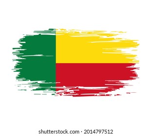 Benin flag brush grunge background. Vector illustration.