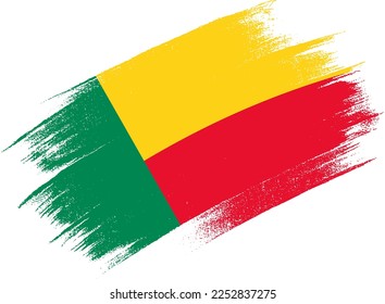 Benin flag with brush paint textured isolated  on png or transparent background,Symbol Benin,template for banner,advertising ,promote, design,vector,top  win sport country