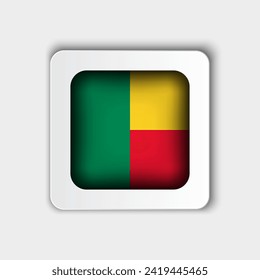 Benin Flag Button Flat Design