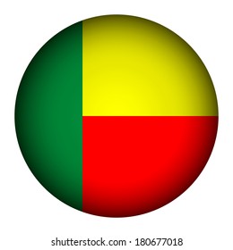 Benin flag button on a white background. Vector illustration.