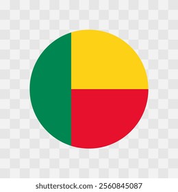 Benin flag - circle vector flag isolated on checkerboard transparent background