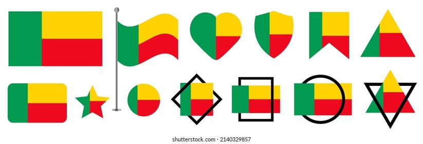 Benin flag design. Benin national flag vector design set. Benin flag vector illustration