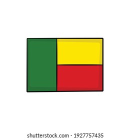 Benin-Fahne im Zeichenstil isolierte Vektorgrafik. Handgezeichnete Objektgrafik für Ihre Präsentation, Unterrichtsmaterialien oder andere.