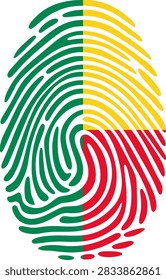 Benin Flag Fingerprint Identity Vector Beninese DNA Heritage Graphic