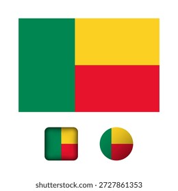 Benin Flag Flat Icons Collection