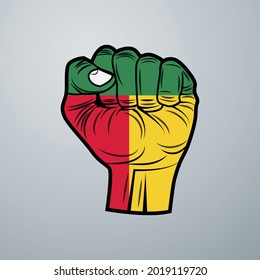 Bandera Benín con diseño manual aislada en fondo blanco. Ilustración del vector