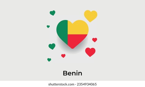 Benin Flag Herzform Country Symbol Vektorgrafik