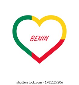 Benin flag in heart. Stock vector illustration isolated on white background.